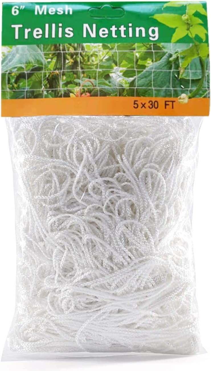KAHEIGN Plant Trellis Netting 1.8m x 10m Nylon Garden Netting White 15cm Grid