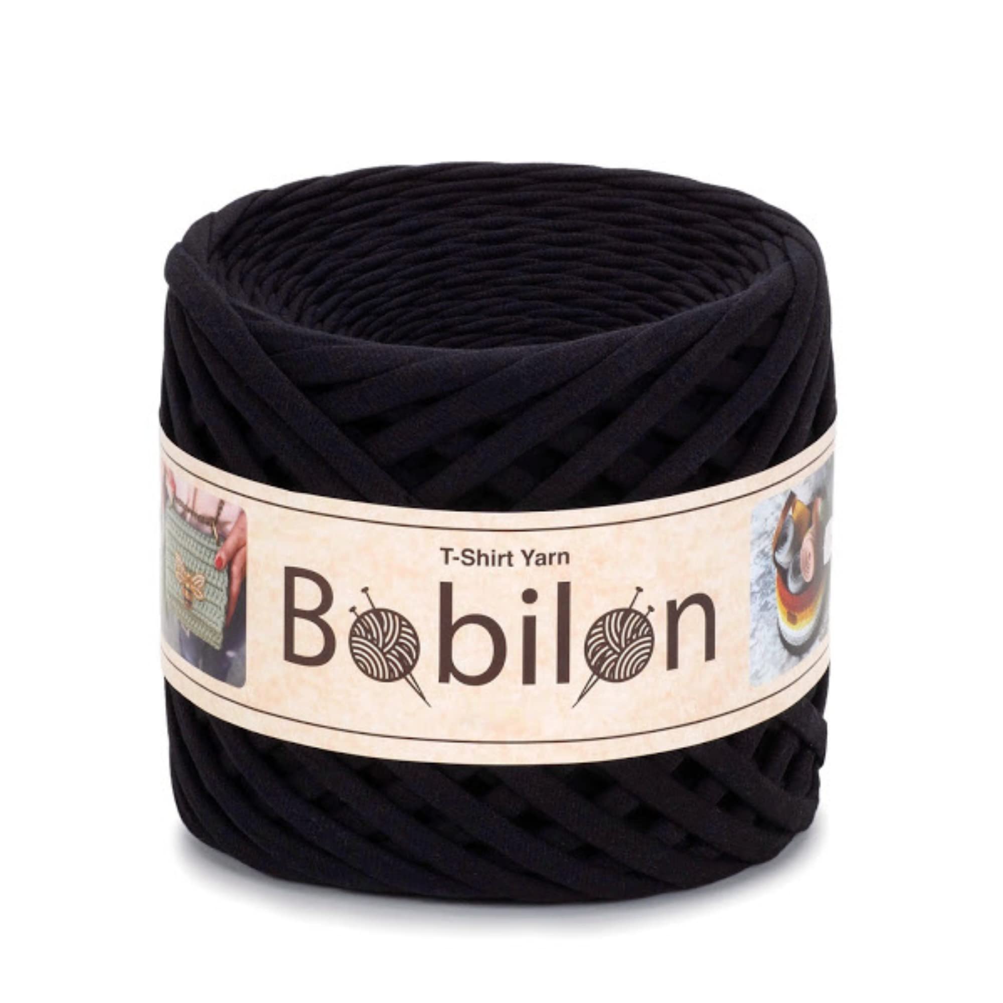 T-Shirt Yarn Spaghetti Yarn for Crocheting Hand Knitting DIY Basket Bag Purse Soft Cotton 5-7 mm Black Passion — image 1