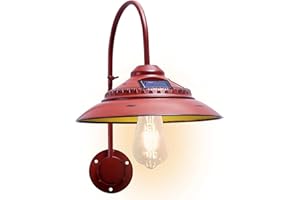 Goodeco Solar Barn Light - Waterproof Metal Solar Outdoor Lights with Clear Glass LED Edison Bulbs,No Wiring Required,House Warming Gifts, Perfect Wall Lights for Patio/Path/Porch (Red)