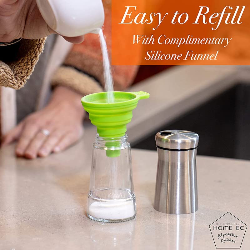 HOME EC Original Glass Salt and Pepper Shakers Set with Adjustable Pour