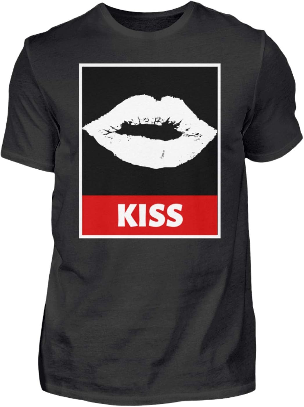 Kiss Kiss Love Heart Men's Shirt Black S Amazon.co.uk Clothing
