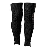 LALIFIT Women's Winter Fleece Lined Leg Warmers Cable Knit Leg Sleeve Long Footless Socks