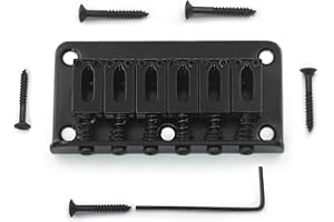 MAXCHEER 78mm Fixed Hardtail Bridge for 6 String Fender Strat Tele Electric Guitar(Black, 78mm)