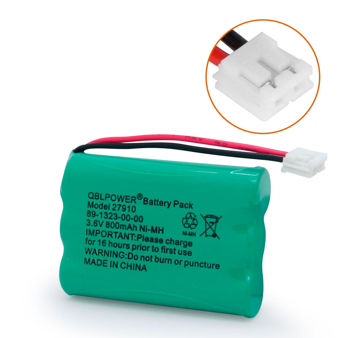27910 Cordless Phone Battery Rechargeable Compatible with Vtech 89-1323-00-00 AT&T E1112 E2801 TL72108 Motorola SD-7501 RadioShack 23-959 Cordless Handsets 3.6V(Pack of 2)