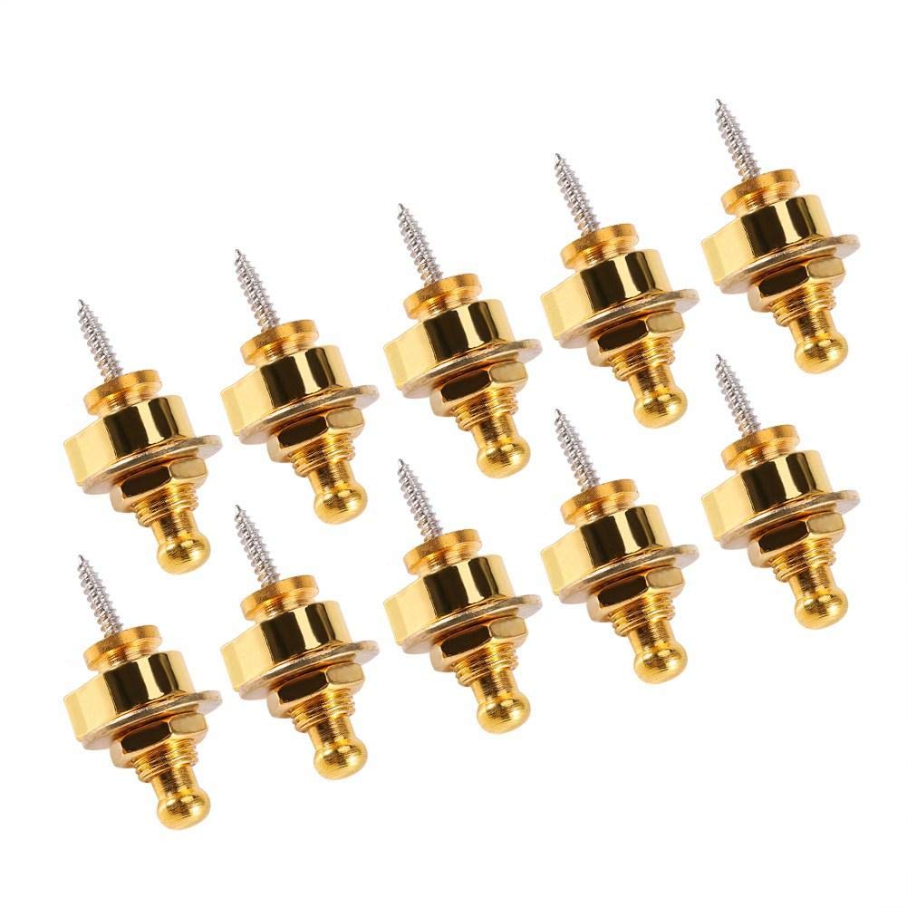 Guitar Strap Locks Buttons 10pcs/Bag Metal Guitar Strap Buttons Quick Release Security Straplocks Antiskid Strap Retainer System replacement for Acoustic Electric Guitar Bass Ukulele(Gold)