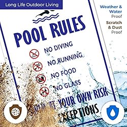 Pool Rules Sign, No Diving No Running No Food No