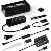GeeekPi Pi Zero 2 W Case Kit with Case, Power Supply, Heatsink, 20Pin GPIO Header, 4 Port USB Hub, ON/Off Switch Cable for Pi Zero 2 W/Pi Zero W/Pi Zero