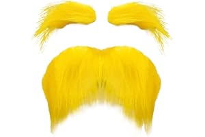 DAYONESHOP Yellow Mustache and Eyebrows Novelty Moustaches Beard Cosplay Costume Accessories Halloween Party Favors Men Women (1 Pack - Yellow)