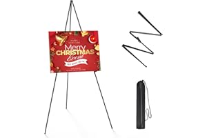 ABITCHA Thicken Display Easel Stand for Wedding - 63" Instant Tripod Collapsible Portable Sturdy Floor Easel - Easy Folding Adjustable Poster Metal Stand for Signs, Display Show, Artist, Art, Painting - Black