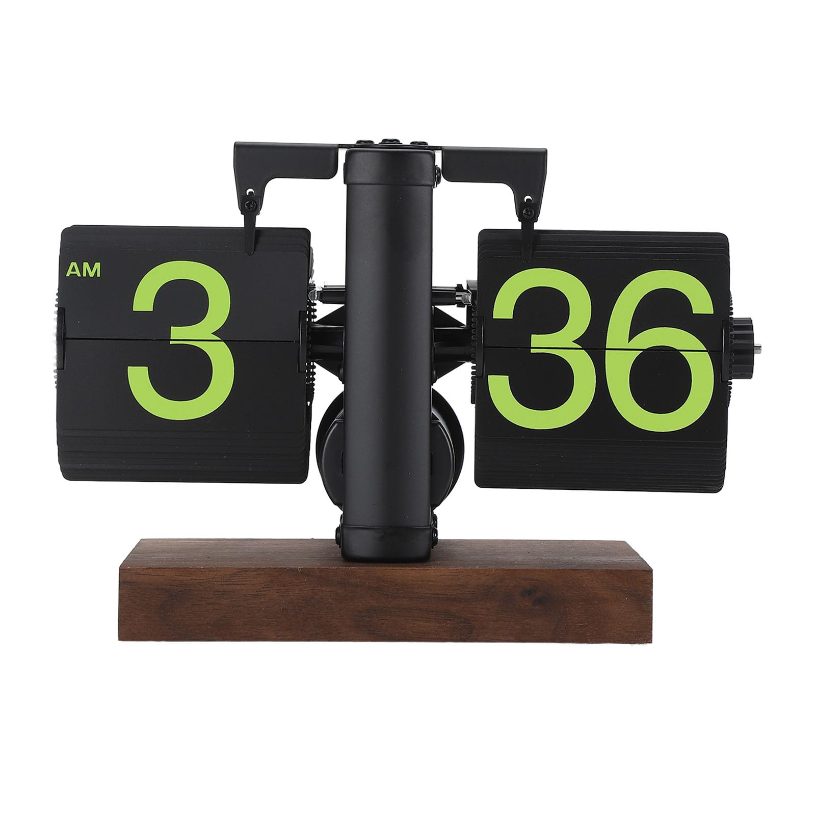 Sonew Retro Digital Flip Down Clock, Large Numbers, Mechanical, Automatic, Frosted Black Frame, Green Page