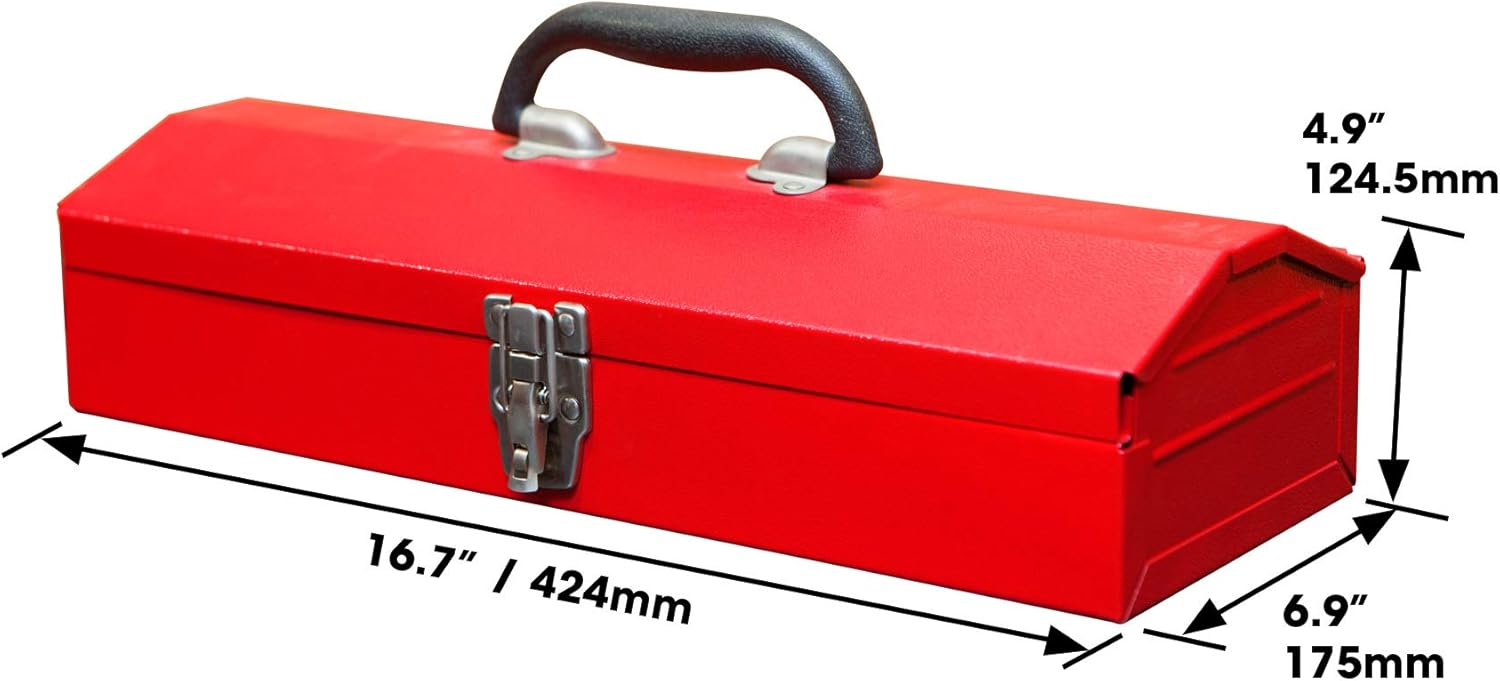 BIG RED TB102 Torin 16" Hip Roof Style Portable Steel Tool Box with Metal Latch Closure, Red: Automotive