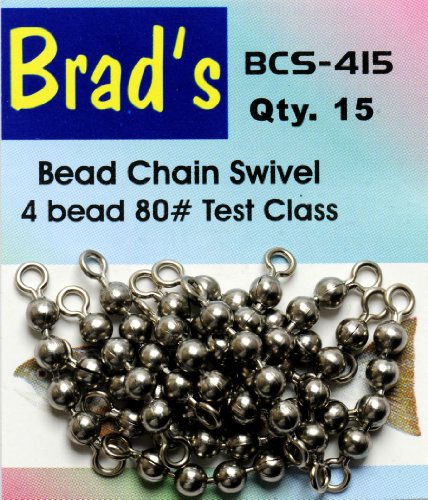 Brad's Killer Fishing Gear Chain Swivels-Pack of 15 (Black, 1/8-Inch 4 Bead)