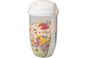 Fresh Salad Cup Double-Layer Oatmeal Cup Salad Dressing Container to Go Salad Meal Shaker Salad Dressing Holder with Lid Spoo