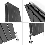 ELEGANT 1800x456mm Vertical Anthracite Panel Radiator Tall Designer Upright view 2