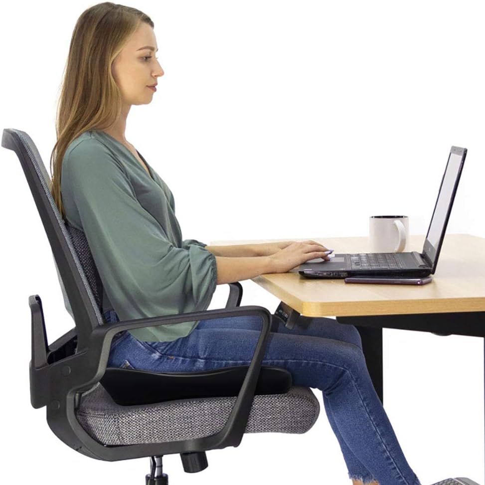 CSJT Seat Cushion 100% Pure Memory Foam Office Chair Cushion, Washable & Breathable Cover, with 3D Contoured Eye Masks, Tail Bone Pressure Relief, for Car, Wheelchair, Yoga Meditation Cushion, Black: Home & Kitchen