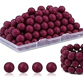 100Pcs 15mm Silicone Beads for Keychain Making Bulk for Pens and Round Focal Beads for Bracelet Making (Wine Red)