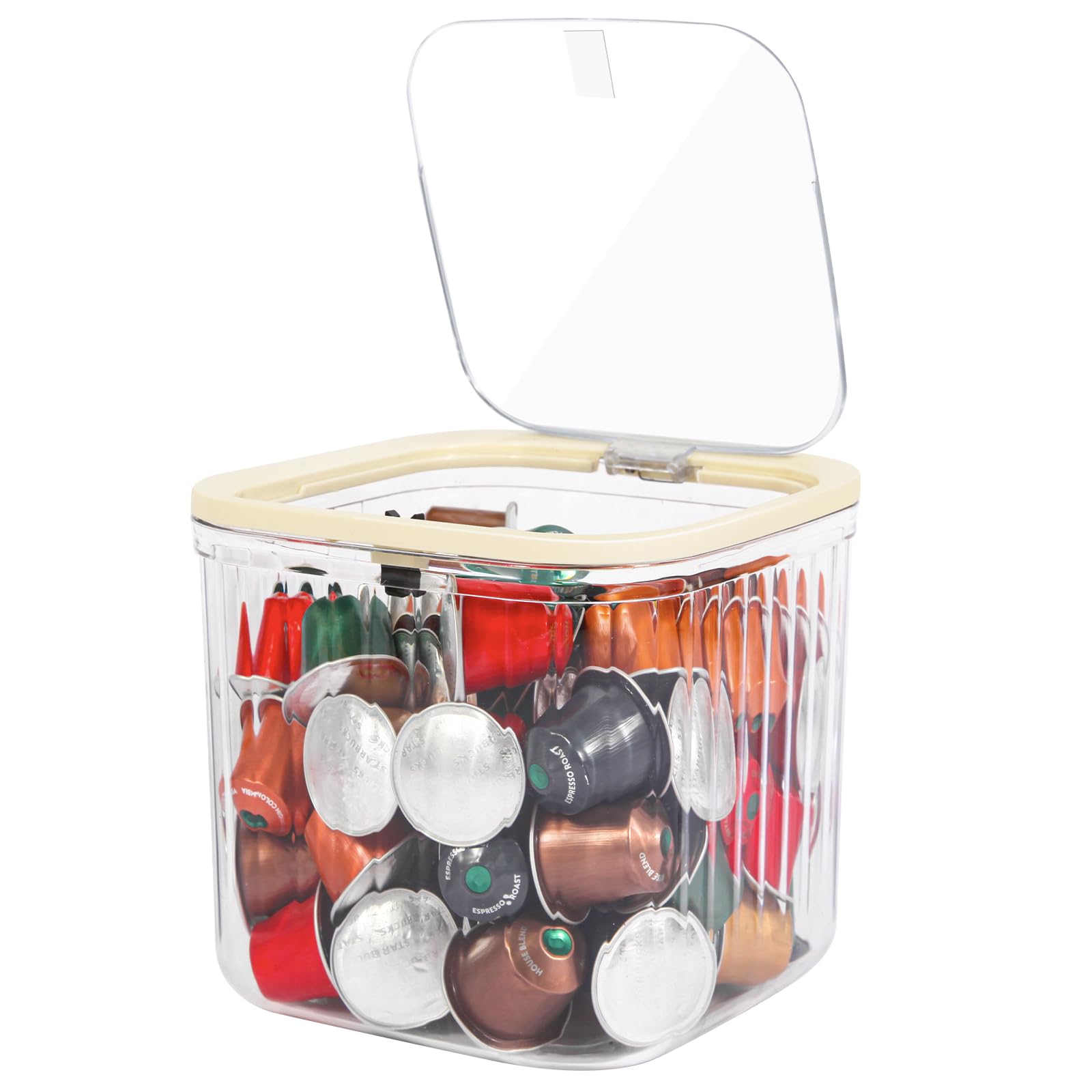 Photo 1 of **Does not stay closed***ZECENN Clear Coffee Pod Holder with Lid, Coffee Pods Storage for Counter, Small Food Storage Organizer Bins, Clear Plastic Bins for Pantry, Kitchen, Cabinet Organization and Storage