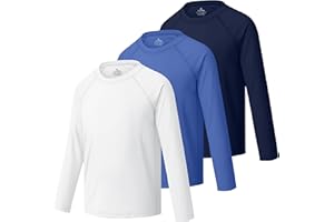 Cooraby 3 Pack Boys Swim Shirt UPF 50+ Long-Sleeve Neon Rashguards Sun Protective Quick Dry Outdoor Shirt