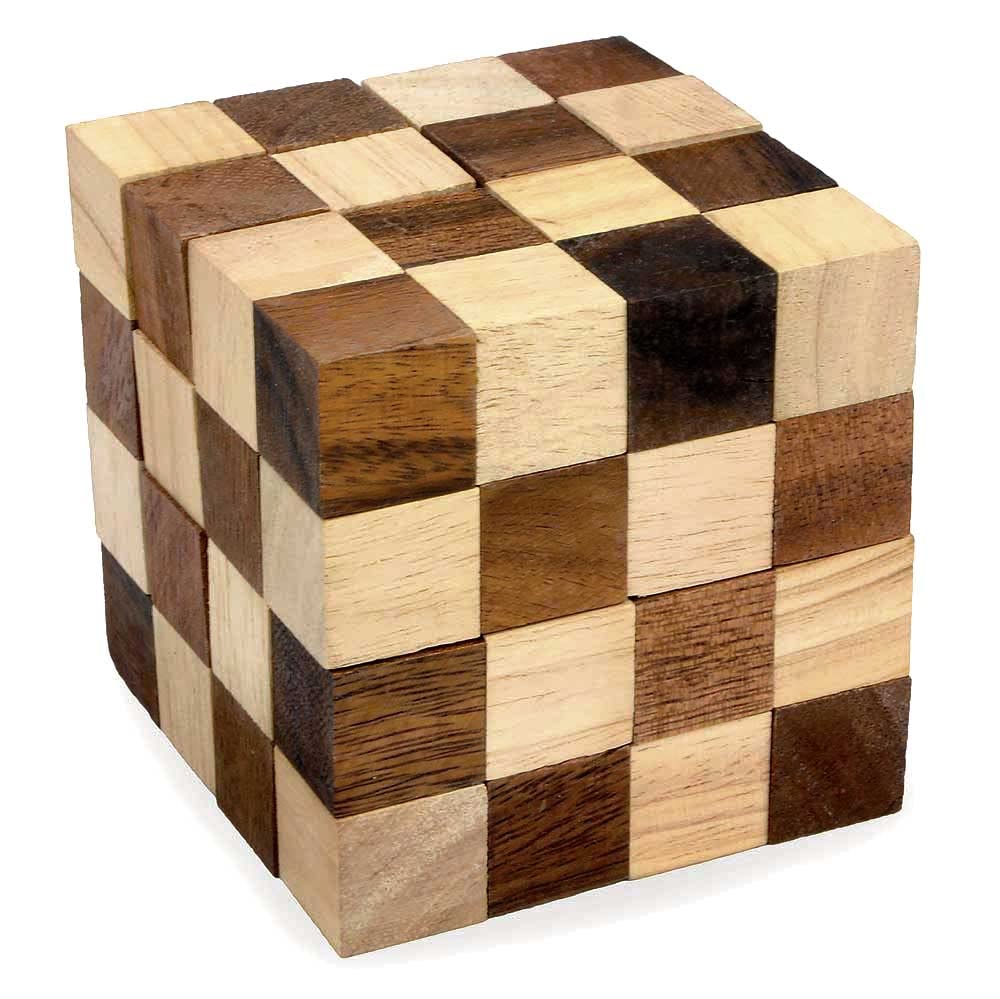 Logica Puzzles Art. Anaconda - 3D Wooden Brain Teaser - Fine Wood - Difficulty 5/6 Incredible - Expert Snake Puzzle - Leonardo da Vinci Collection