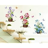 Adesivi Murali Piante In Vaso Verde - Decorazione Parete Rimovibile, 38x58 Cm, PVC - Foto 8