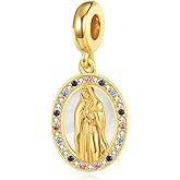 HBLICY Religious Charms Beads for Bracelets 925 Sterling Silver Cross/Virgin Mary Jewelry Gifts for Women