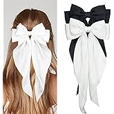 ENASGLOO 2Pcs Satin Hair Bows Ribbon Barrettes Clip Large French Bowknot Hairpin for Women Girls