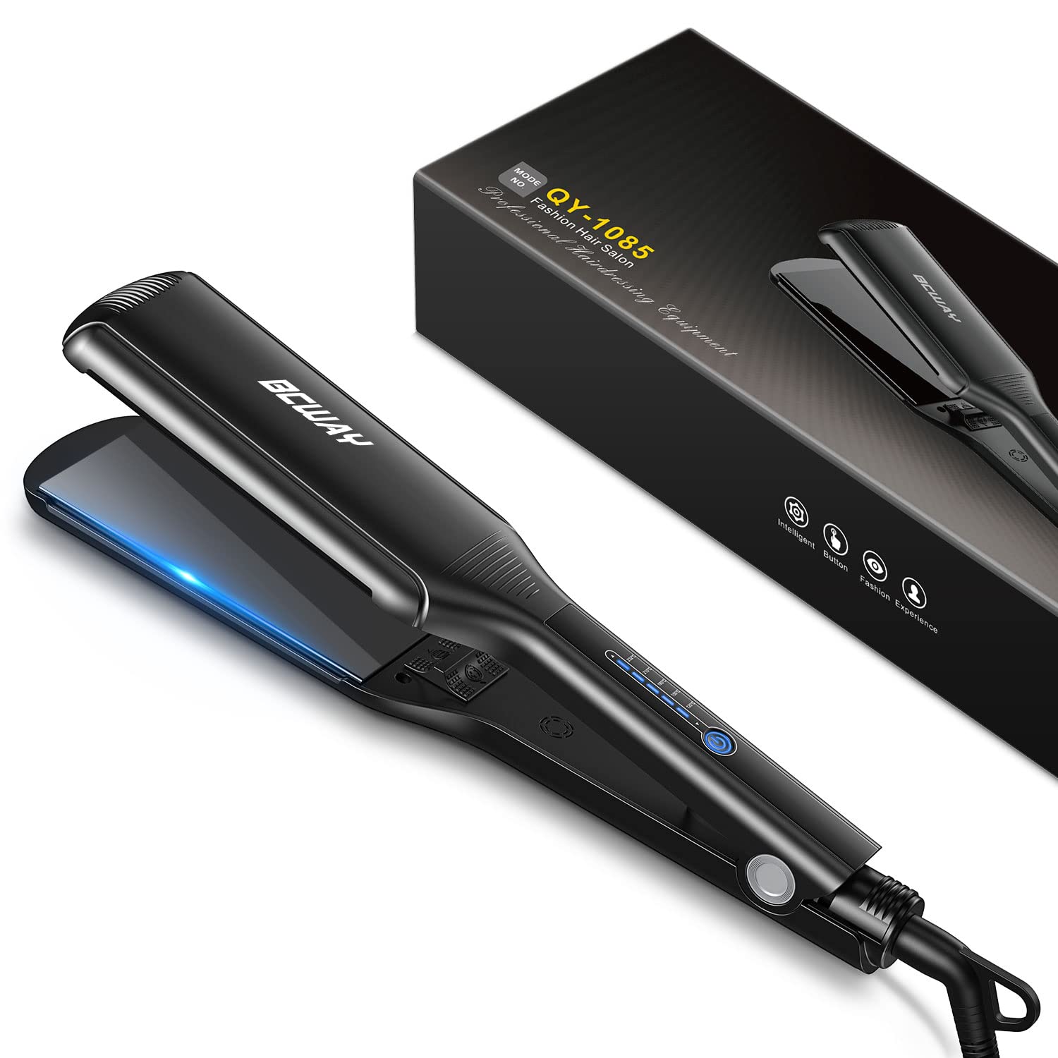 Photo 1 of Bcway Professional Hair Straightener, 2.16'' Extra-Large Floating Titanium Flat Iron, Anti-Static 30s Instant Heating Straightening Iron with 5 Adjustable for All Hair Types
