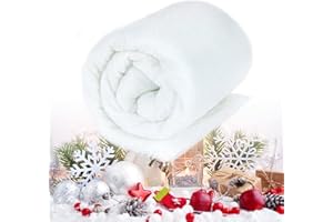 A AINOLWAY 5 Foot X 9.9 Foot Thickened Christmas Fake Snow Blanket Roll - Artificial Snow for Winter Village Displays, Soft and Fluffy Fake Snow for Snowy Winter Decoration