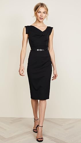 Black Halo Women's Jackie O Belted Dress, Black, 12 in Kuwait