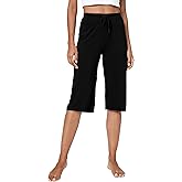 LazyCozy Capri Pajama Pants for Women - Viscose Made from Bamboo, Soft Lounge Pants Pj Bottoms Lightweight Sleepwear