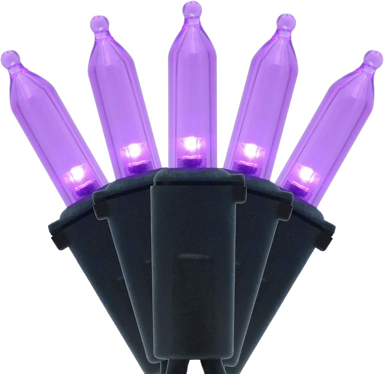 Purple LED String Lights with Black Wire, 66 Feet 200 LED Commercial Grade Christmas Light Set, Connectable Decor Lights for Patio Garden Halloween Holiday (Purple - Black Wire)