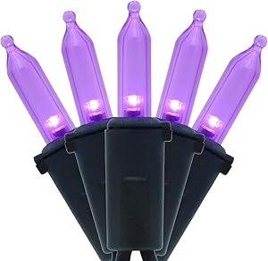 Purple LED String Lights with Black Wire, 66 Feet 200 LED Commercial Grade Christmas Light Set, Connectable Decor Lights for Patio Garden Halloween Holiday (Purple - Black Wire)