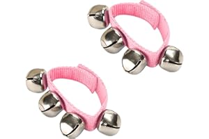 Boguish Jingle Bells, Wrist Bells, Percussion Instruments Musical Rhythm Band with 4 Silver Bells for Party Christmas 2pcs