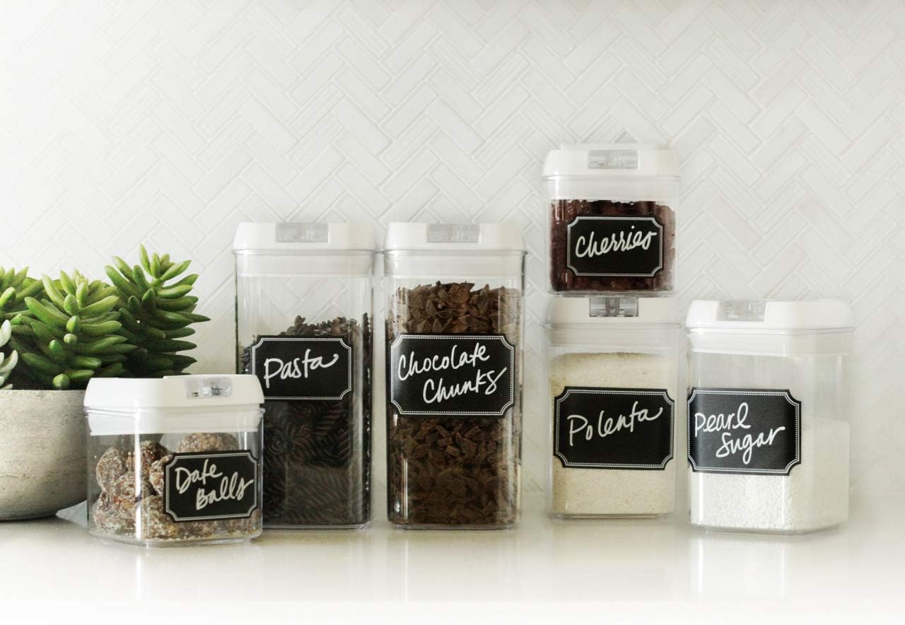 Food Storage Container Set, 6 Airtight containers- with FREE Labels and Marker Perfect for Keeping Your Kitchen Smart and Organized