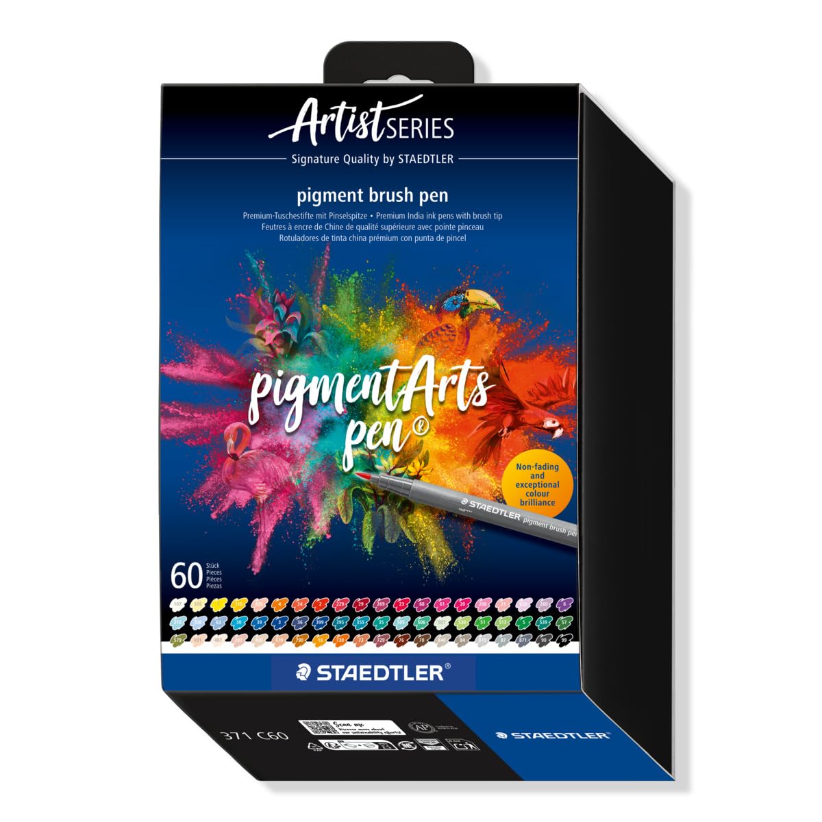 STAEDTLER 371 C60 Pigment Arts Brush Pen - Assorted Colours (Pack of 60)