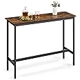 VASAGLE Bar Table, Narrow Long Bar Table, Kitchen Dining Table, High Pub Table, Sturdy Metal Frame, Industrial Design, 15.7 x 47.2 x 35.4 Inches, Rustic Brown and Ink Black ULBT120B01