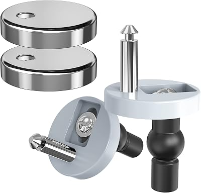 Ancable Quick Release Toilet Seat Fixings 2 Pack Universal Hinge Silver