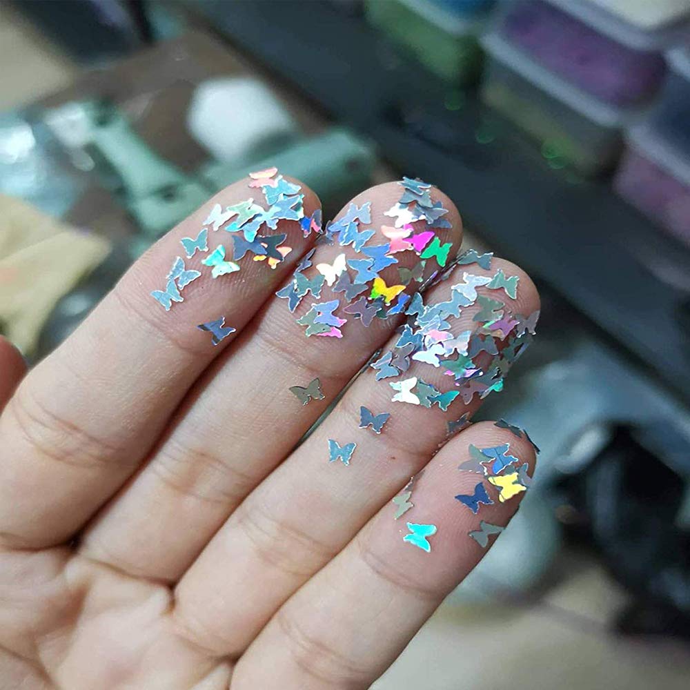 24 Color/Set 3D Butterfly Nail Glitter Sequins, Kalolary Laser Butterfly Nail Sequin Flake Acrylic Manicure Paillettes Face Body Lip Glitters for Nail Art Decoration & DIY Crafting: Beauty