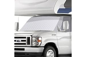VANNCAMP RV Windshield Cover for Chevy Motorhome(2001-2020),White with Mirror Cutouts,Motorhome Exterior Windshield Cover,Essential RV Accessories