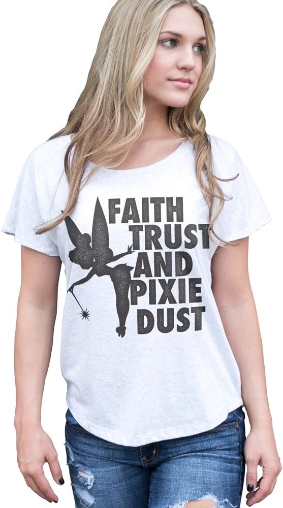 Superluxe Clothing Womens Faith, Trust and Pixie Dust Tinkerbell Dolman T-Shirt