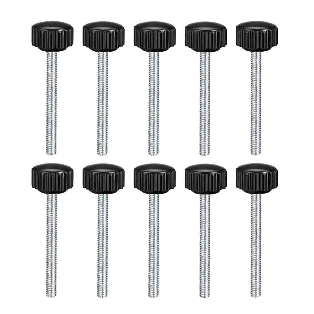 sourcing map M4 x 40mm Metric Male Thread Knurled Clamping Knobs Grip Thumb Screw on Type Hand Clamping Handle Bolt with Plastic Knobs Black 10 Pcs