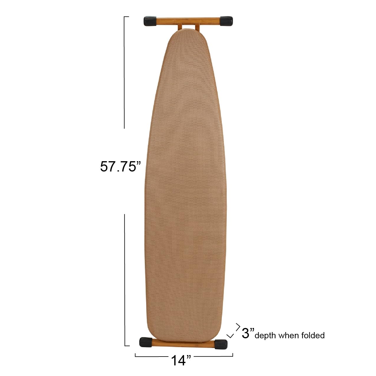 Household Essentials Steel Top Long Ironing Board with Bamboo Legs| Tan Cover | 14
