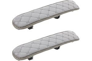 Veemoon 1 Pair Plush Armrest Cushions with Straps 45x10cm Grey Chair Armrest Pads for Office and Gaming