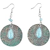 Dragonfly Earrings for Women, Bohemian Copper Turquoise Dangle Earrings, Vintage Hippie Earrings with Lightweight Drop Clusters, Boho Jewelry Gift for Her