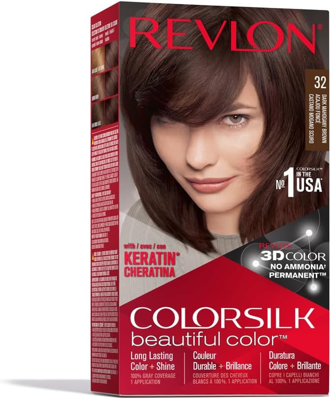 Revlon Colorsilk Permanent Hair Dye Mahogany Brown 32 Pack of 3