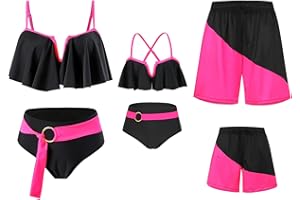 WENAZAO Family Swimsuits Matching Set Mother Girls Two Pieces Bikini Set Bathing Suit Father Boys Swim Trunk