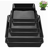 MHXWNHA 6 Pack 8 10 12 Inch Square Plant Saucer, Plant Drip Trays and Flower Pot Saucers, Plant Trays for Indoors No Holes, Plant Drainage Tray Saucers for Potted Plants (Black)