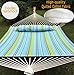 ZENY Double Hammock Quilted Fabric Hammock with Pillow for 2 Person Wood Spreader Bar Hammock Swing for Indoor Outdoor Patio Yard