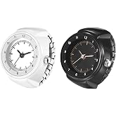JewelryWe Quartz Casual Finger Watch: Men Women Black Stainless Steel Elastic Strap Round Analog Quartz Watch Unisex Clear and Easy-to-Read Arabic Numerals Dial Finger Watch for Daily and Office