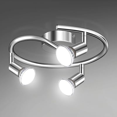 Unicozin LED Ceiling Light 3 Way Rotatable Chrome Spotlight Kit 3x4W GU10